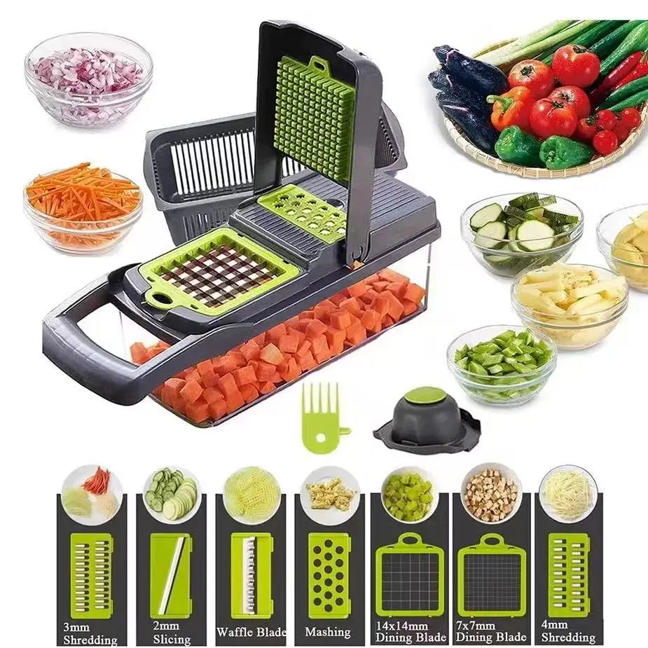 Professional Multipurpose Kitchen Slicer Stainless Steel 16 in 1 Cutter Vegetable Grater Fruit Food Cutter