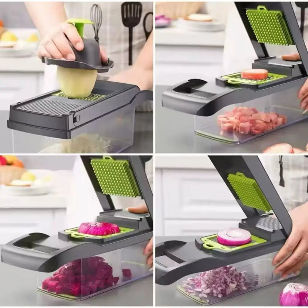 Professional Multipurpose Kitchen Slicer Stainless Steel 16 in 1 Cutter Vegetable Grater Fruit Food Cutter