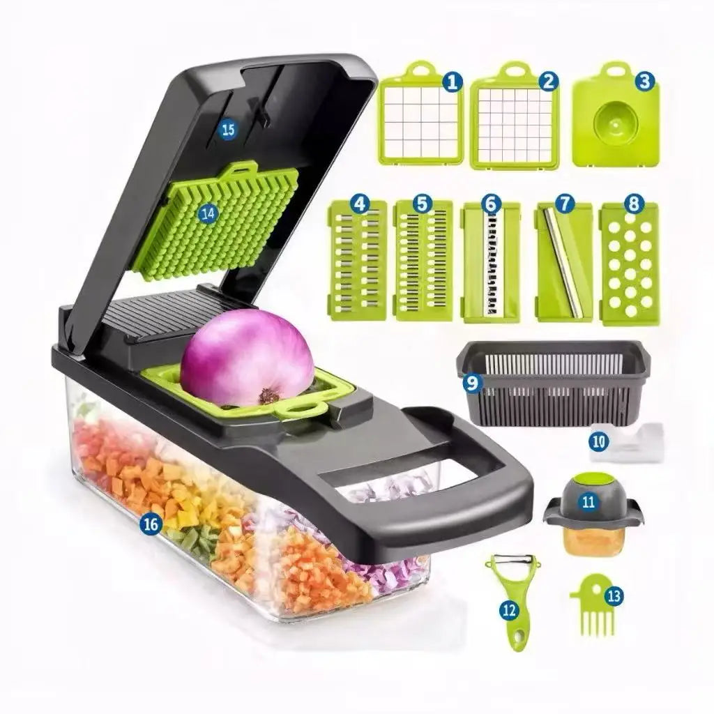 Professional Multipurpose Kitchen Slicer Stainless Steel 16 in 1 Cutter Vegetable Grater Fruit Food Cutter
