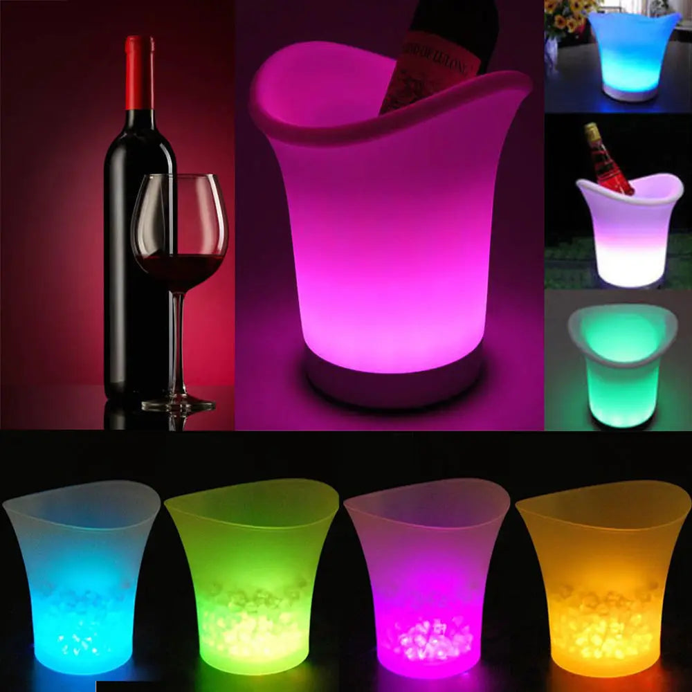 Balde de Gelo LED Premium 5L - Iluminação Inteligente para Festas e Eventos