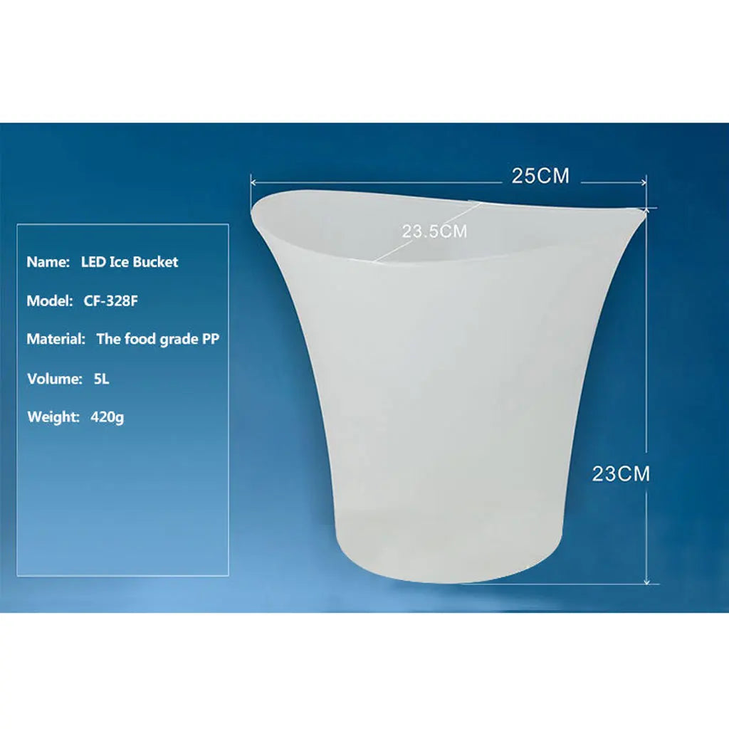 Balde de Gelo LED Premium 5L - Iluminação Inteligente para Festas e Eventos