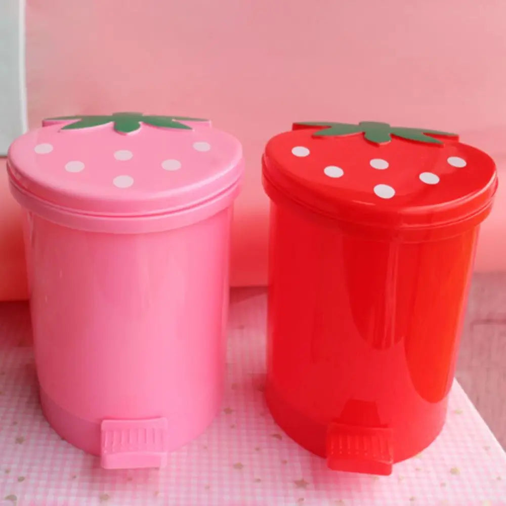 Mini Lixeira de Mesa Formato Morango - Organização Charmosa