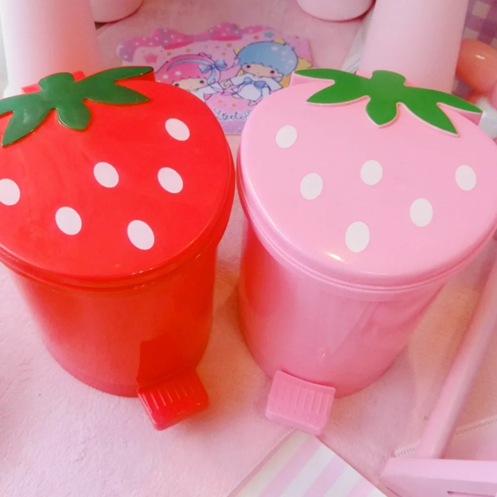 Mini Lixeira de Mesa Formato Morango - Organização Charmosa