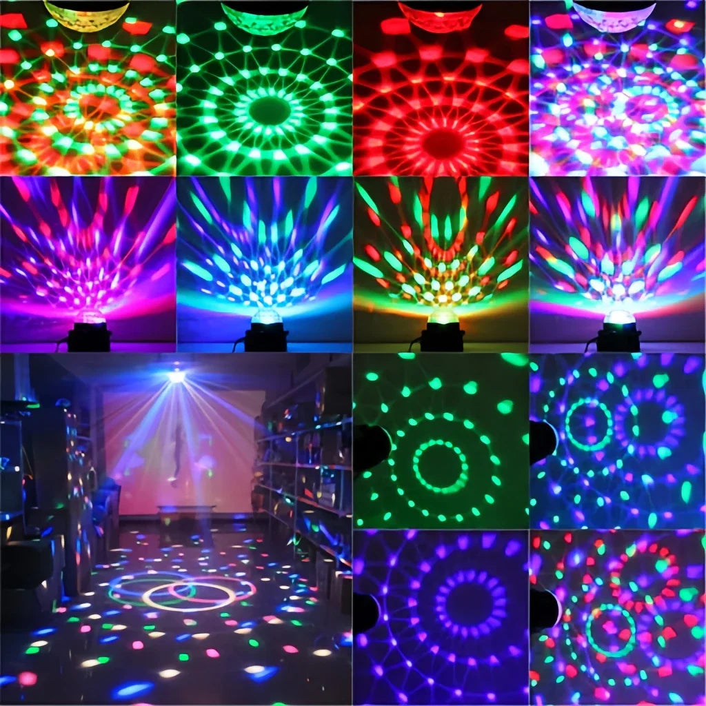 Mini Globo de Luz LED RGB - Caixa de Som Ativada por Som USB para Festas e Eventos