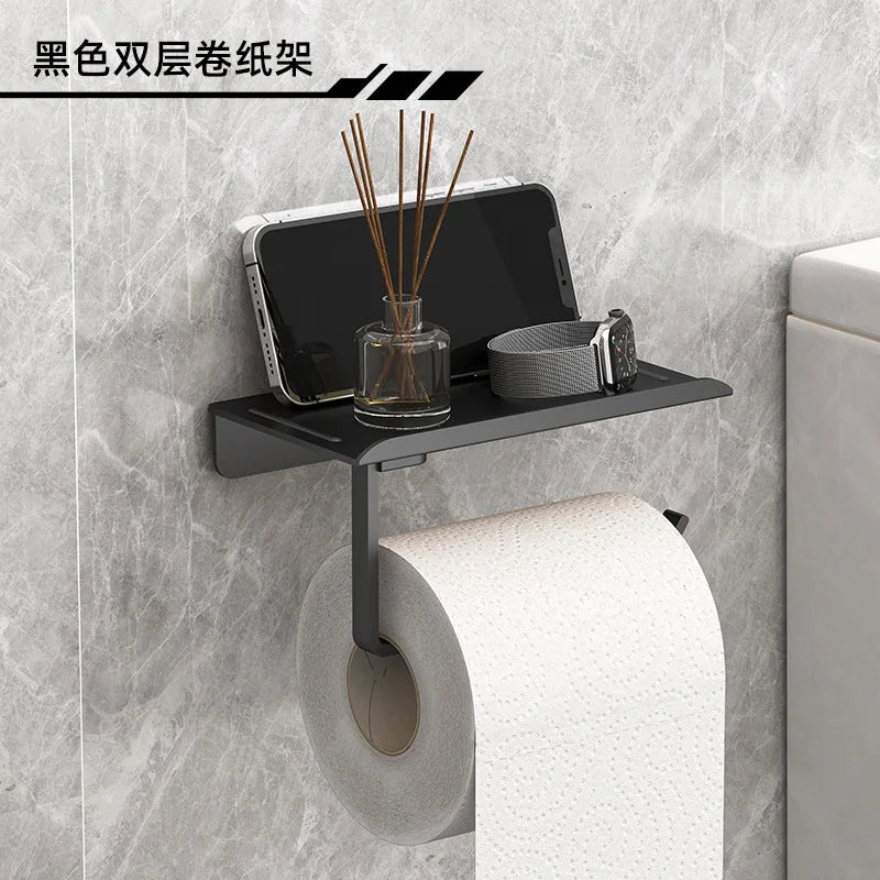 Suporte de Papel Higiênico Premium com Apoio para Celular – Sem Furos
