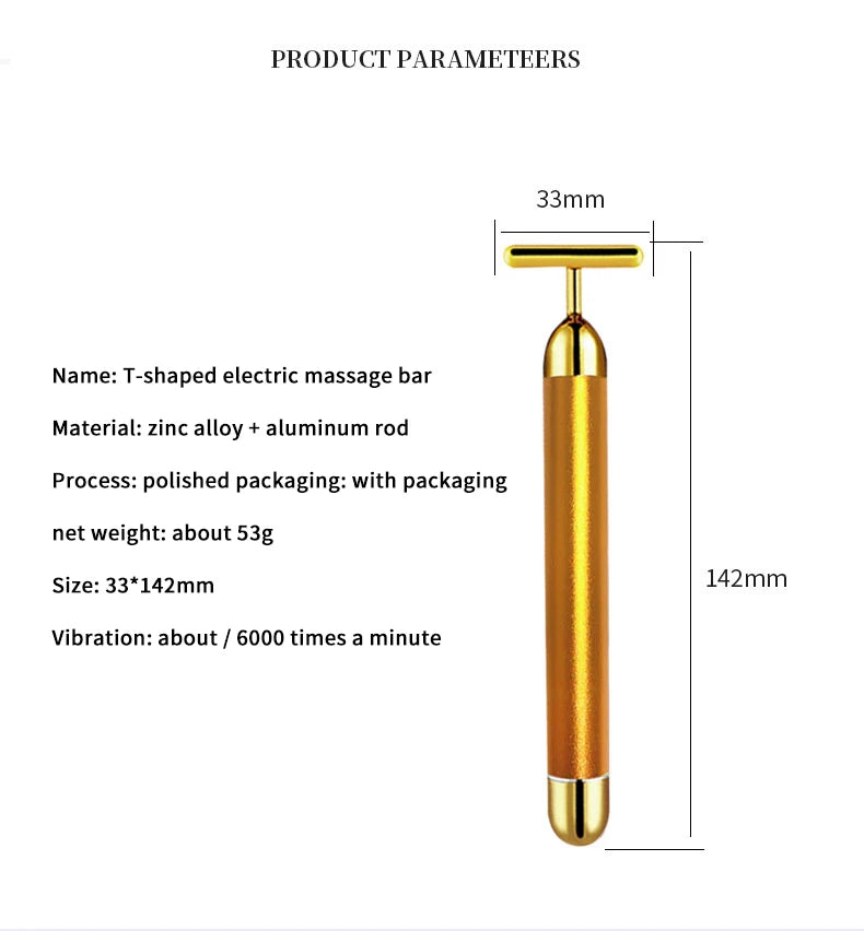 Massageador Facial Elétrico T-Shape Lift24k – Efeito Lifting Imediato