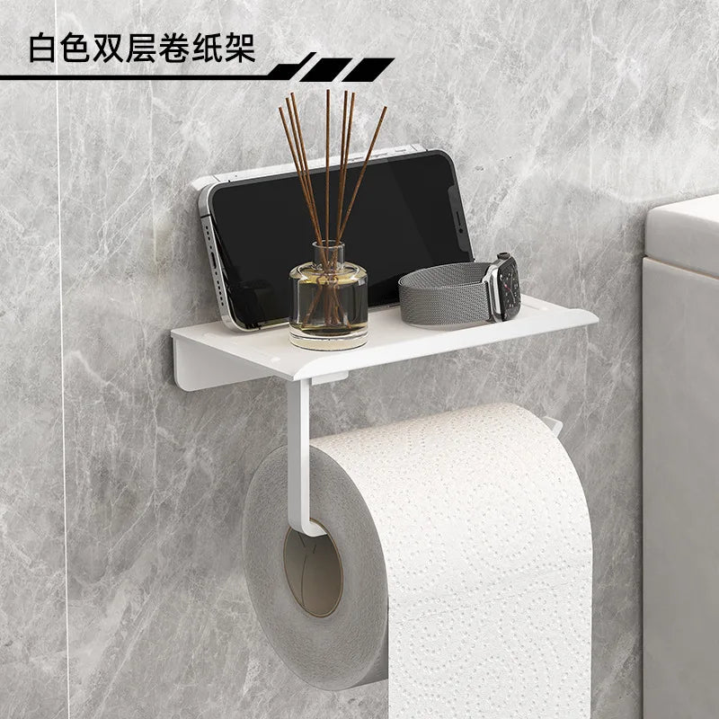 Suporte de Papel Higiênico Premium com Apoio para Celular – Sem Furos
