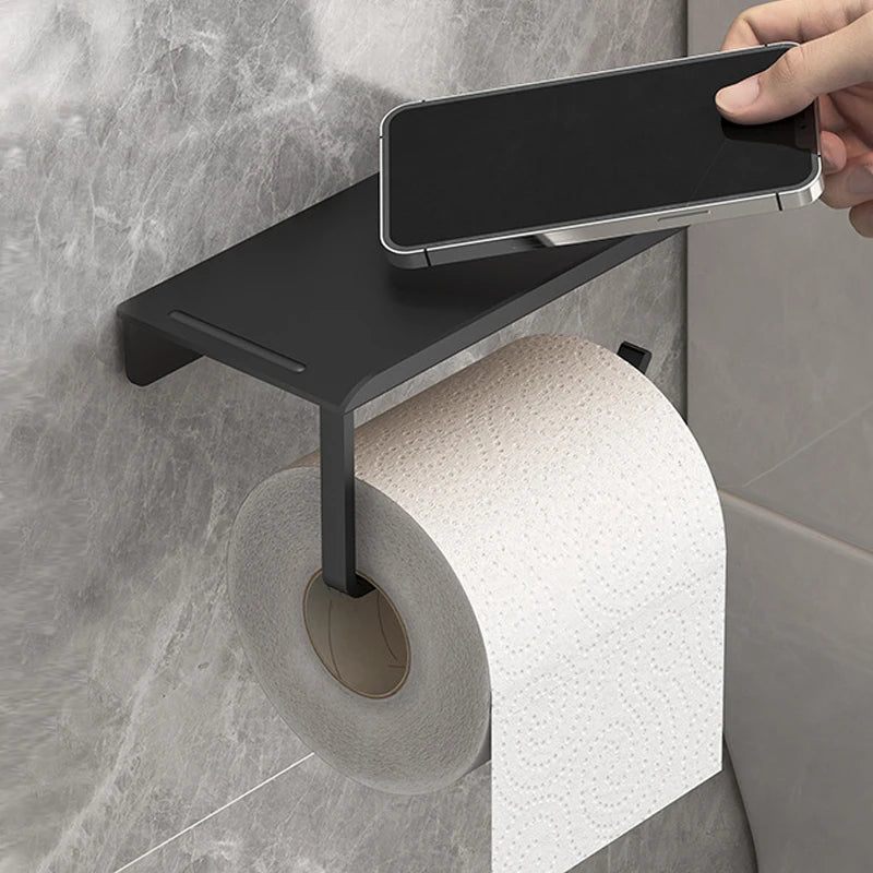 Suporte de Papel Higiênico Premium com Apoio para Celular – Sem Furos