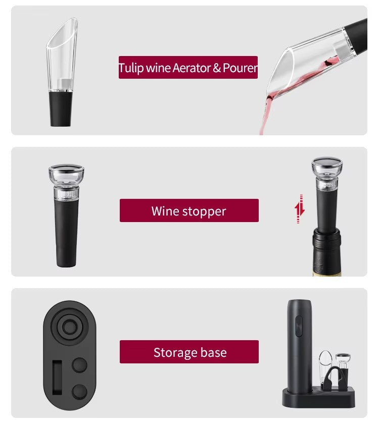 Saca-Rolhas Elétrico Recarregável Premium - Kit Praticidade